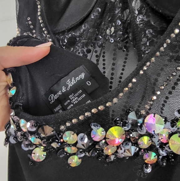 NWOT Dave & Johnny Black Crystal Evening Gown - Picture 3 of 5